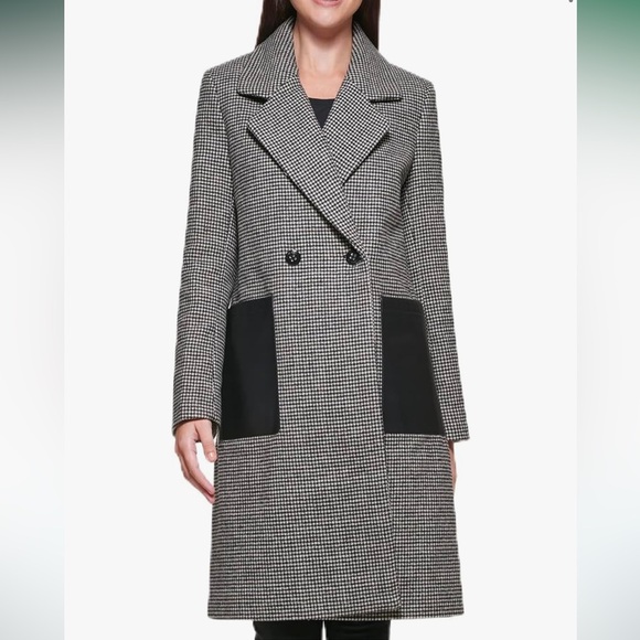 Calvin Klein
Faux-Leather-Pocket Houndstooth Maxi Coat - Picture 2 of 15